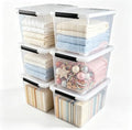 6-Pack 30 Quart Stackable Clear Plastic Storage Bin with Lid & Wheel by Xeabia