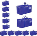 12 Pack-Extra Large Heavy Duty Moving Bags - Waterproof Storage Totes with Handles & Zippers, Foldable for College Dorm, Storage (Blue) by Unknown