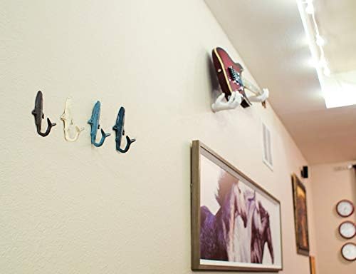 Zeckos Set of 4 Shark Tail Wall Hooks, 5.25 Inch Wide Nautical Tones - Image 4