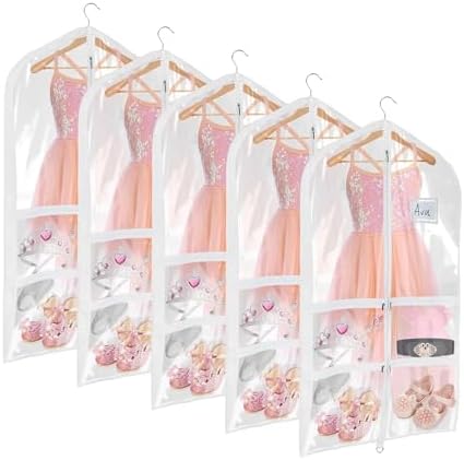 Univivi 40 Inch Dance Costume Garment Bags for Dancers, Clear, 5 Pack by Univivi