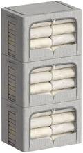FHSQX 3 Pack Clothes Storage Bins,Light Gray, 15.7x11.8x9.8inch(30L) by FHSQX