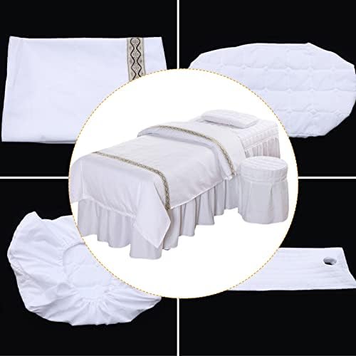 White Sheet Set Bedding Bed Sheets Kit Solid Quilt Cover/Massage Bed Skirt/Pillow Case/Stool Cover/Quilt Filling/Plastic Storage Bag for Foot Wash Shops, Massage Shops, Beauty Salons, Hotels - Image 7