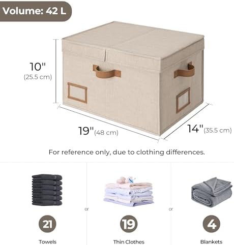 StorageWorks Large Decorative Storage Boxes with Lids, Light Brown - Image 2