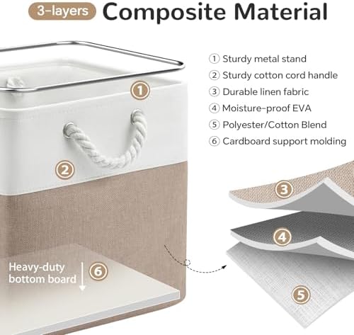 13x13 Inch Foldable Fabric Cube Storage Bins with Handles 6 Pack - Image 4