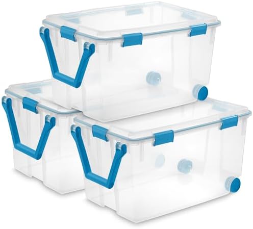 Sterilite Gasket Storage Box with Lids for Home & Office, 120 Quart, 3-Pack by Sterilite