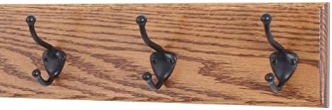 PegandRail Solid Oak Wall Mounted Coat Rack with Bronze Hooks 4.5" Ultra Wide - Made in The USA (Chestnut4.5 x 15" with 3 Hooks) by PEG+AND+RAIL