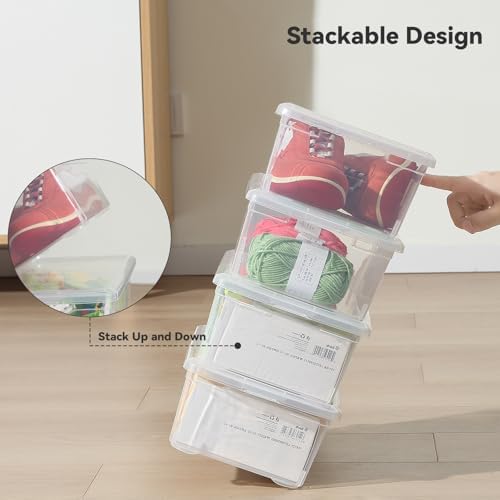 novelinks 12 Pack 6 Quart Stackable Shoe Storage Bins with Lids (Clear) - Image 3