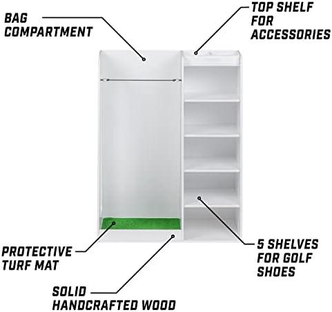 GoSports Premium Wooden Golf Bag Organizer and Storage Rack - Black, White or Brown Finish - Image 3