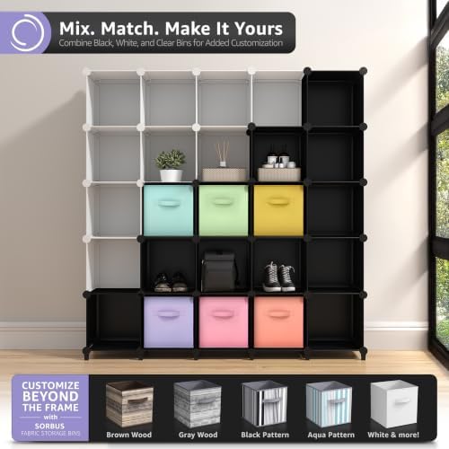 Sorbus 6 Cube Storage Organizer with 6 Fabric Bins (Clear) - Image 7