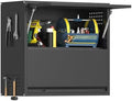 Metal Garage Wall Cabinet with Up-Flip Door, Black Float Tool Cabenit with 2 Doors,Upper Storage Cabinets with Pegboard for Kitchen,Garage,Workshop,Warehouse (25.6" H,Black) by Firstsky