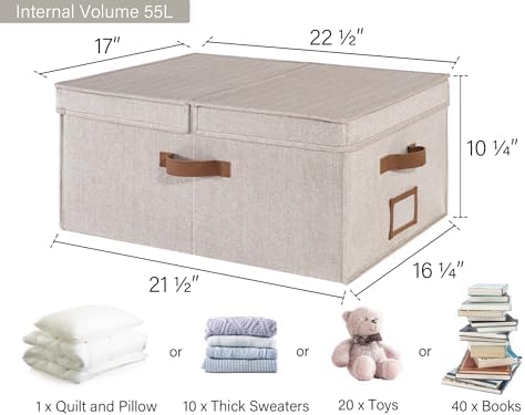 StorageWorks Large Decorative Storage Boxes with Lids, Light Brown - Image 2