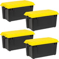 IRIS USA 4-Pack 21 Gal Heavy Duty Lockable Storage Totes, Black/Yellow by IRISUSA