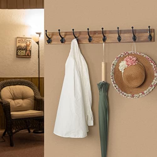 WEBI Rustic Coat Rack Wall Mount,35.43" Long 8 Cast Iron Coat Hooks Wall Mounted,Heavy Duty Wall Coat Hanger Hooks for Hanging Jacket,Clothes,Brown - Image 4