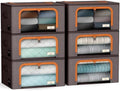 Sorbus Clothes Storage Bins, Clear Window & Handles (6 Pack, Brown) by Sorbus