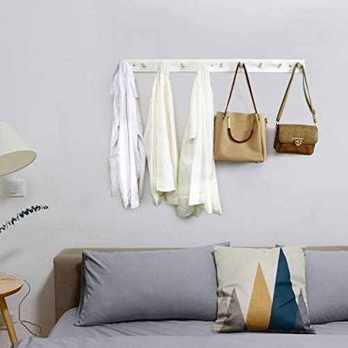 WEBI Coat Rack Wall Mounted,10 Hooks,38" Long Coat Hanger Wall Mount,Peg Rail Hat Hooks for Hanging Caps,Jacket,Clothes,Coats,White - Image 5