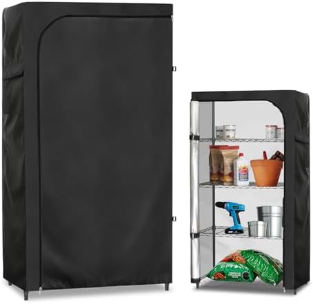 Rileytee Wire Shelf Cover,Heavy Duty 600D Dustproof Waterproof Shelf Covers for Wire Shelving,Outdoor Storage Rack Cover for Wire Rack with Zipper,Black,48"W x 18"D x 72"H by Rileytee