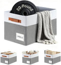 Criusia Large Closet Storage Baskets for organizing 4 Pack, Non-Dust-Absorbing Closet Shelf Organizer Bins with Handles & Labels - Decorative Collapsible Baskets for Living Room Bedroom Nursery Dorm by Criusia