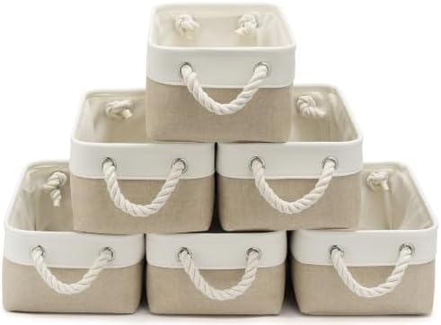 11.8x7.9x5.2 Inch Fabric Small Storage Bins with Handles 6 Pack by VQRTEXAStorageBasket