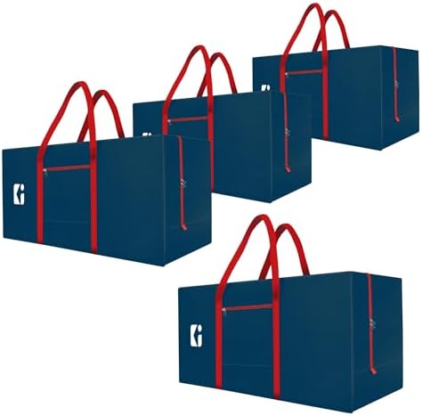 Kuber Industries Pack of 4 Durable (2 Compartments) Storage Bags For Clothes Large With Zip | Packers & Movers Under Bed Storage Organizer Box for Clothes, Blanket & Toys | Red & Blue by Kuber+Industries