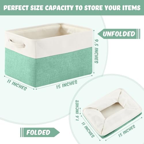 6 Pack Macaron Cube Storage Bins Fabric Handle Cube Baskets, 15x11x9.5 Inch - Image 2