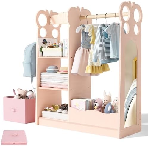 BlueWood Dress Up Storage Kids Wardrobe with Mirror, Toddler Costume Closet by BlueWood