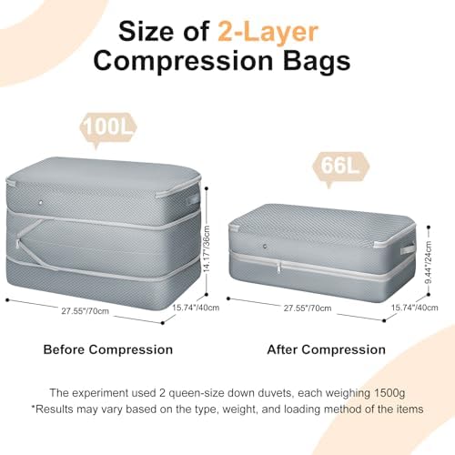 Comforter Storage Bag - Large Capacity Bedding Storage Bags Ultra Space Saving Self Compression Organizer, Washable Compression Bags for Storage Comforter Blanket Duvet Pillow, 4-Pack, Grey - Image 2