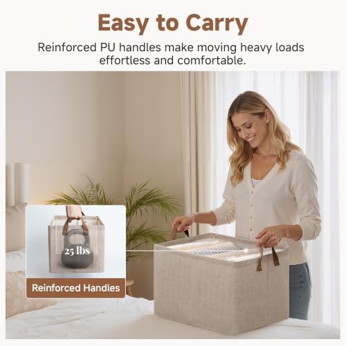 StorageWorks Fabric Storage Bins, Brown and Beige, Extra Large, 2-Pack - Image 5