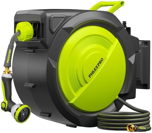 110 FT 1/2" Retractable Garden Hose Reel, Wall Mount by PHLEXPROGardenToolsStandsForFlexibilityDurabilityAvailability
