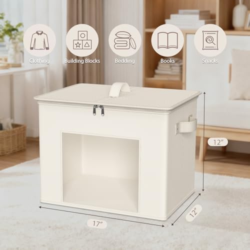 Zilink Fabric Storage Bins with Lid Sweater Closet Organizer, Beige,4 Pack - Image 2