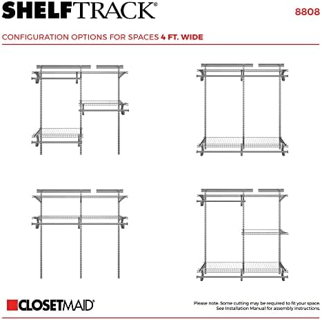 ClosetMaid ShelfTrack Wire Closet Organizer System, Adjustable from 4 to 6 Ft., with Shelves, Clothes Rods, Hardware, Durable Steel, Satin Chrome - Image 4