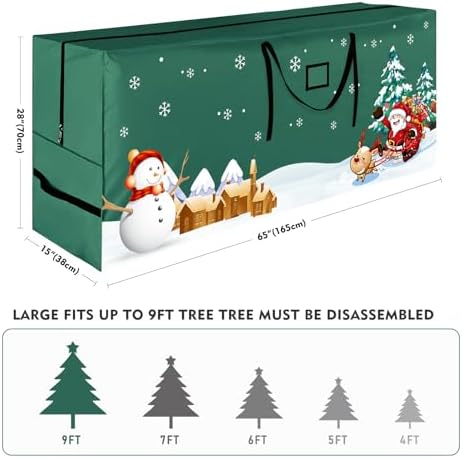 Christmas Tree Storage Bag - Fits Up 9 Ft Tall Artificial Trees, Durable 600D Oxford Green - Image 3