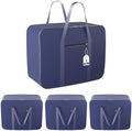 Kuber Industries Pack of 4 Storage Bag | Clothes Storage Bag | Rexine Underbed Storage Bag | Wardrobe Organizer for Blanket-Comforters | Foldable Attachi Bag with Handle | Large | Navy Blue by Kuber+Industries