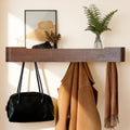 Coat Rack Wall Mount with Shelf Entryway Shelf Modern Key Holder Hanger Wall Shelves with Hidden Hooks for Hanging Towels Coats Hats Bags for Hallway Bathroom Bedroom (Walnut Color, 8 Hooks) by FURNAWAY