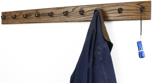 PegandRail Oak Wall Mounted Coat Rack with Aged Bronze Singular Style Hooks 4.5" Ultra Wide (Walnut, 30.5 x 4.5 with 6 Hooks) - Image 4