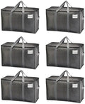 VENO 6 Pack Heavy Duty Moving Bags, Extra Large Storage Bags with Reinforced Handles & Strong Zippers, Foldable & Reusable Moving Box Alternative for Clothes & Dorm Storage by Veno