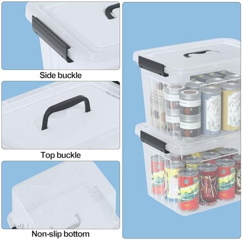 12 Quart Plastic Clear Storage Latching Bins with Lids, 6 Packs - Image 4