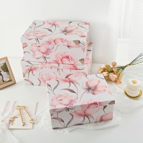 Soul & Lane - Peonies Paradise Decorative Storage Boxes with Lids, Set of 3 - Image 5