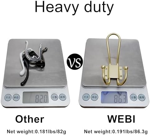 WEBI Coat Hooks Wall Mount,5 mm Thick,10 Large Triple Gold Hooks,Heavy Duty Metal Backpack Wall Hooks for Hanging Clothes,Robe,Towel,Closet,Farmhouse,Mudroom,Gold - Image 7