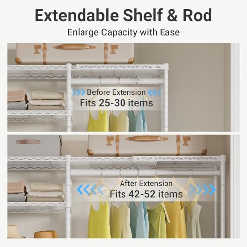 VIPEK X2 Plus Expandable Heavy Duty Clothes Rack, Closet System White - Image 4