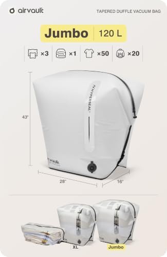 AirVault Vacuum Duffle Travel Bag with Air Pump, Waterproof Compression Storage Bags for Travel & Moving (White - 120L (2-Pack), Tapered Duffle) - Image 6