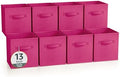 Sorbus Fabric Storage Cubes, 8 Pack, with Handles (13 Inch, Pink) by Sorbus