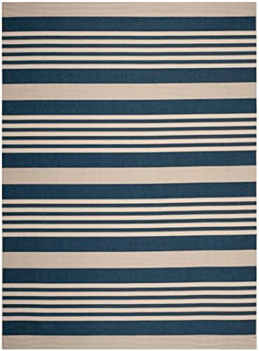 SAFAVIEH Courtyard Outdoor Area Rug 10x14, X-Large Navy & Beige CY6062-268 - Image 3