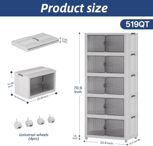 SAILUN Stackable Storage Bins with Lid, 519QT 5Pack Gray - Image 2