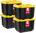 IRIS USA 4-Pack 12 Gal Heavy Duty Storage Tote Bins with Lids, Black/Yellow by IRISUSA