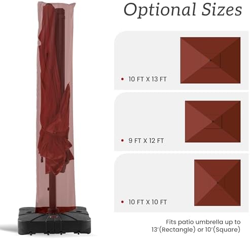 Cantilever Patio Umbrella Cover with Zipper and Rod - Image 2