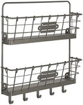 Spectrum Mail and Key Organizer for Wall, Vintage 2-Tier Mail Holder for Wall with 5 Key Hooks, Farmhouse Entryway Key and Mail Holder, Hanging Mail Organizer Rack for Letters Bills, Industrial Gray by Unknown