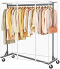 Hoctieon Z Clothes Rack with Cover, Metal Heavy Duty Clothing Rack, Rolling Garment Rack with Wheels, with Dustproof Cover Waterproof Protector, with 2 Durable Zippers, for Hanging Clothes, Black by Hoctieon