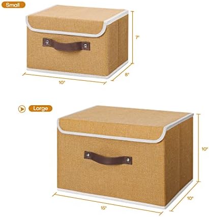 ANMINY Fabric Storage Box Bins with Lids, Khaki, 15"x10"x10", 4 Pack - Image 5