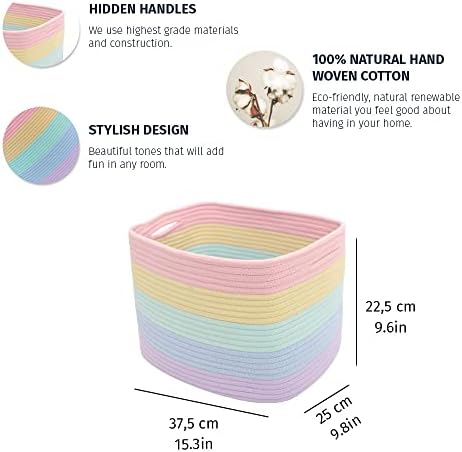 Wide Blanket Basket + Set of 3 Shelf Baskets - RAINBOW - Image 3