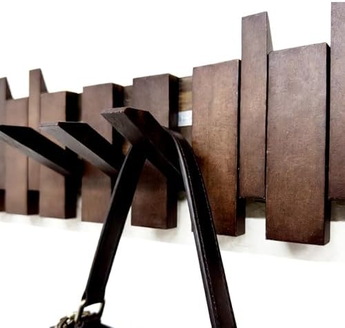 ArtBeek Walnut Wall Mounted Piano Key Coat Rack with 8 Hooks - Image 4